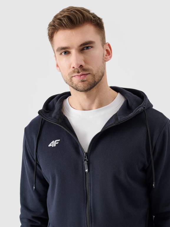 Męska bluza dresowa rozpinana z kapturem 4F NOSH4-BLM004B - granatowa