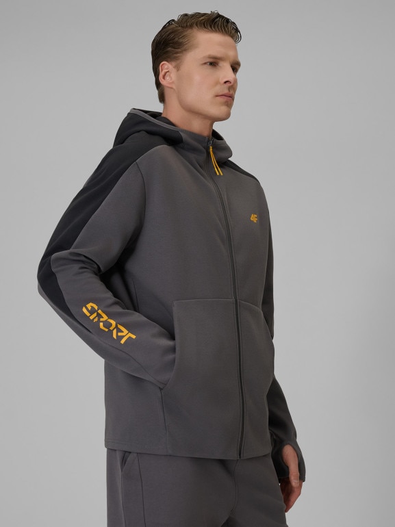 Męska bluza dresowa z kapturem 4F 4FWSS26TSWSM2130 - szara