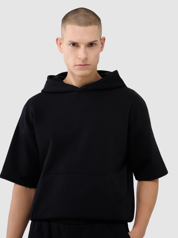 Męska bluza dresowa z krótkim rękawem 4F 4FRSS25TSWSM2145 - czarna