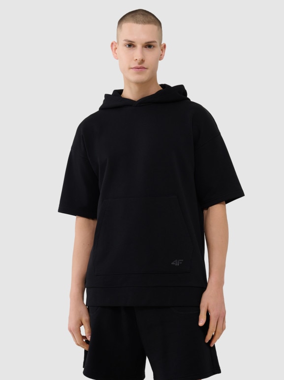 Męska bluza dresowa z krótkim rękawem 4F 4FRSS25TSWSM2145 - czarna