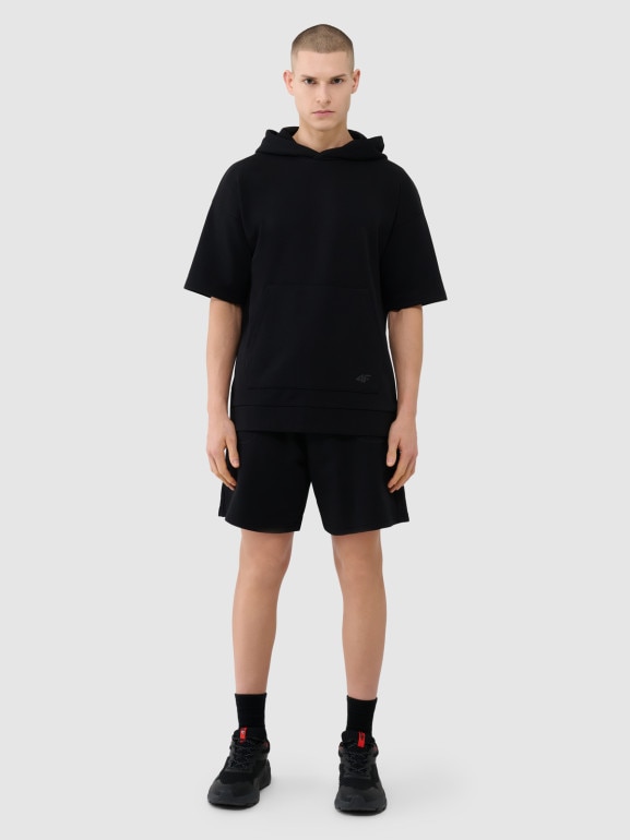 Męska bluza dresowa z krótkim rękawem 4F 4FRSS25TSWSM2145 - czarna