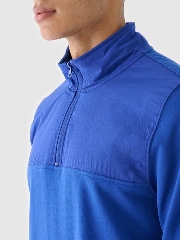 Męska bluza nierozpinana bez kaptura 4F 4FRSS24TSWSM2035 - niebieska