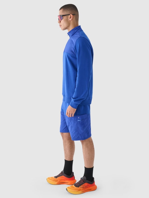 Męska bluza nierozpinana bez kaptura 4F 4FRSS24TSWSM2035 - niebieska