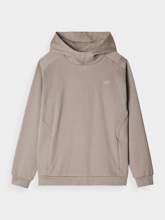 Męska bluza nierozpinana z kapturem 4F 4FRAW24TSWSM2050 - brązowa