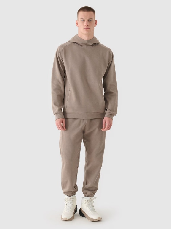 Męska bluza nierozpinana z kapturem 4F 4FRAW24TSWSM2050 - brązowa