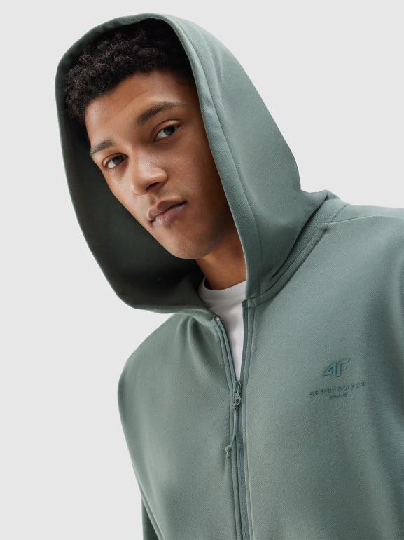 Męska bluza rozpinana z kapturem 4F 4FWSS24TSWSM1011 - khaki