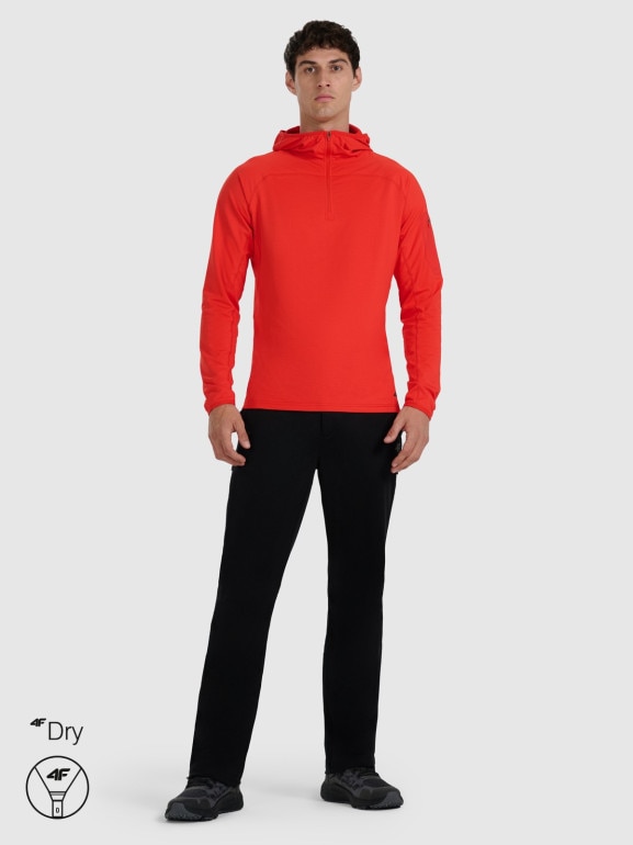 Męska bluza trekkingowa 4F 4FWAW25TFSWM590 - pomarańczowa