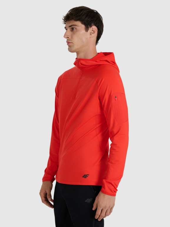 Męska bluza trekkingowa 4F 4FWAW25TFSWM590 - pomarańczowa