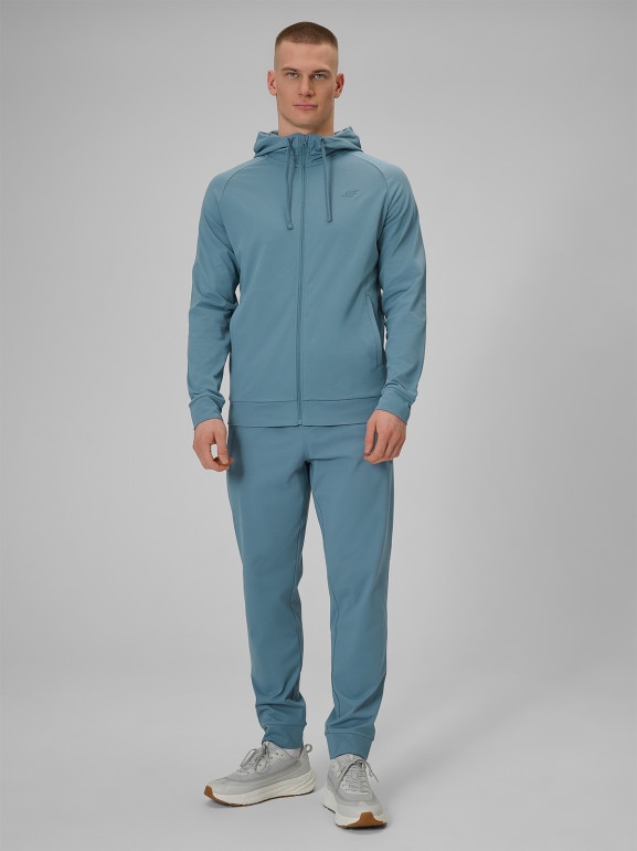 Męska bluza treningowa 4F 4FWSS26TFSWM631 - turkusowa