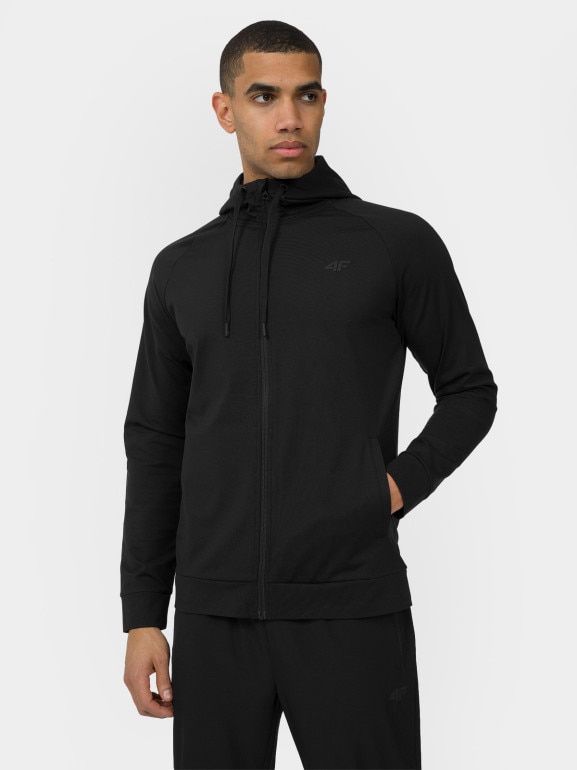 Męska bluza treningowa rozpinana z kapturem 4F 4FMM00TFSWM179 - czarna