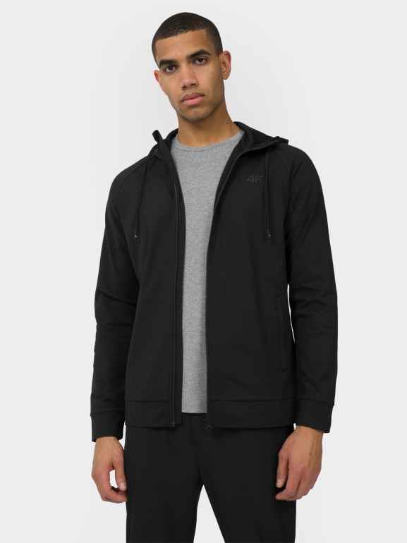 Męska bluza treningowa rozpinana z kapturem 4F 4FMM00TFSWM179 - czarna