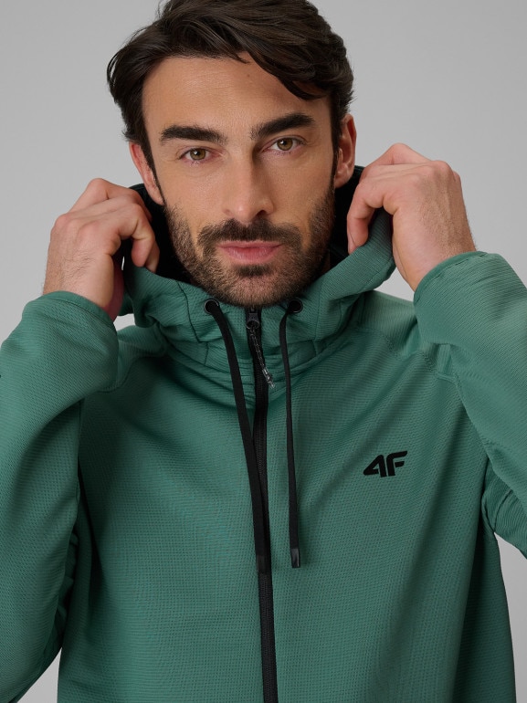 Męska bluza treningowa rozpinana z kapturem 4F 4FRSS26TFSWM0872 - zielona