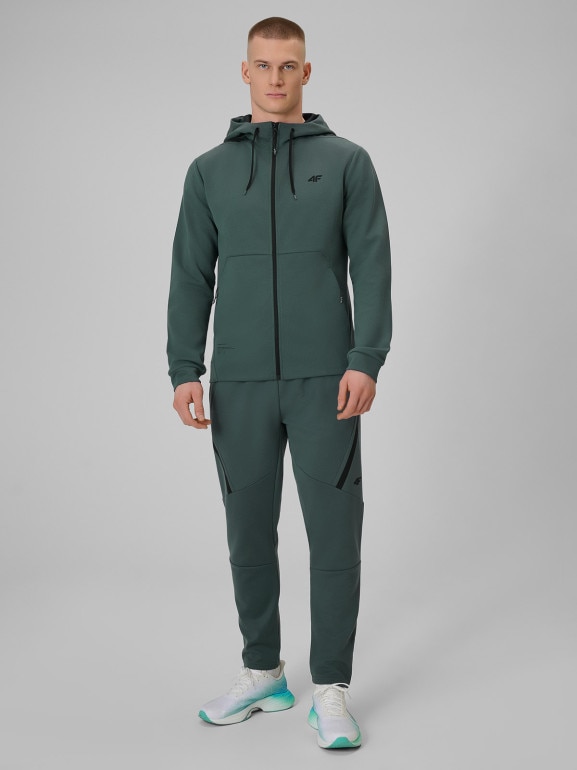 Męska bluza treningowa rozpinana z kapturem 4F 4FRSS26TFSWM0916 - zielona