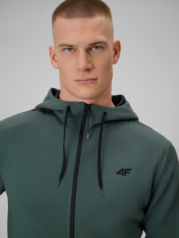 Męska bluza treningowa rozpinana z kapturem 4F 4FRSS26TFSWM0916 - zielona
