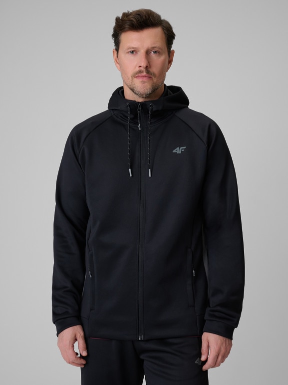 Męska bluza treningowa rozpinana z kapturem 4F 4FRSS26TFSWM0958 - czarna