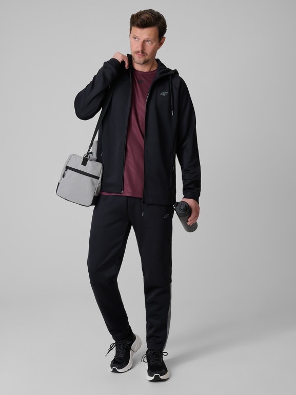 Męska bluza treningowa rozpinana z kapturem 4F 4FRSS26TFSWM0958 - czarna