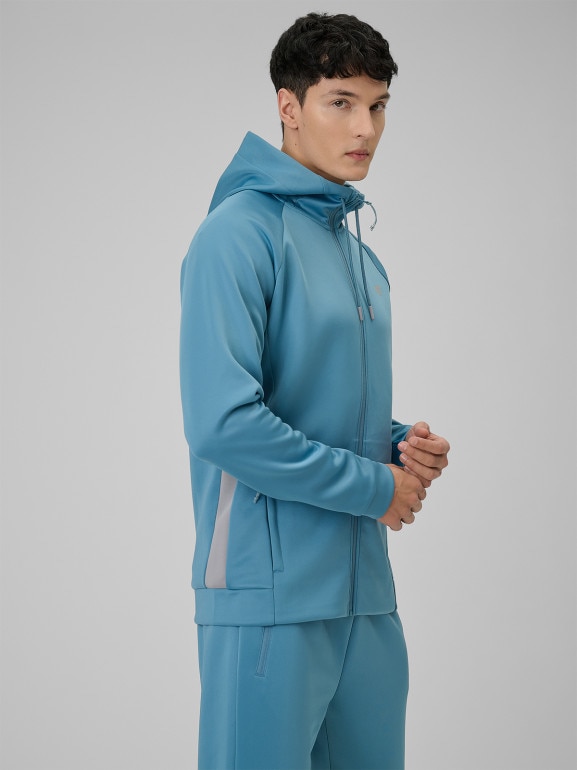 Męska bluza treningowa rozpinana z kapturem 4F 4FRSS26TFSWM0958 - niebieska