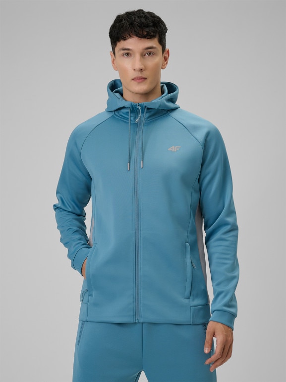 Męska bluza treningowa rozpinana z kapturem 4F 4FRSS26TFSWM0958 - niebieska