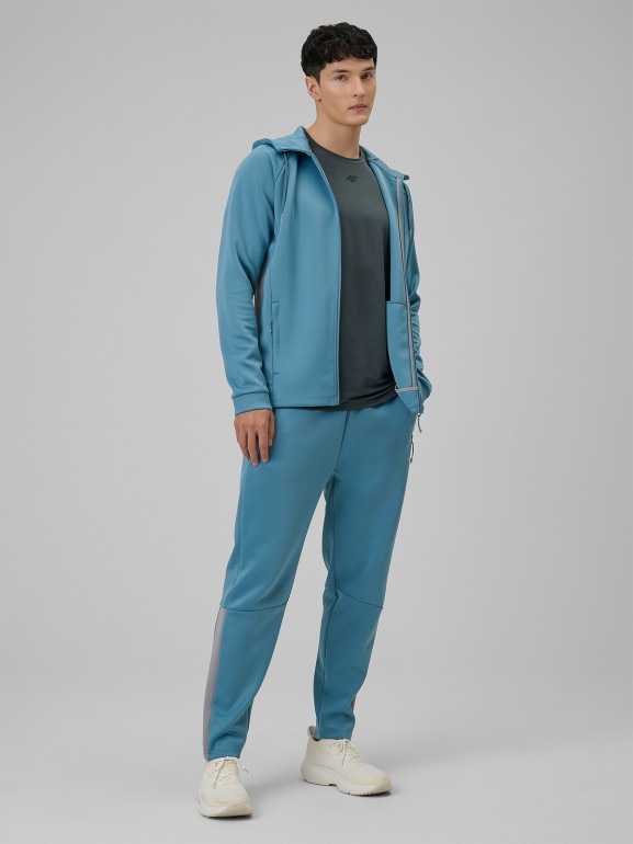 Męska bluza treningowa rozpinana z kapturem 4F 4FRSS26TFSWM0958 - niebieska