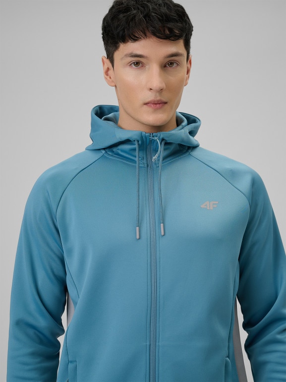 Męska bluza treningowa rozpinana z kapturem 4F 4FRSS26TFSWM0958 - niebieska