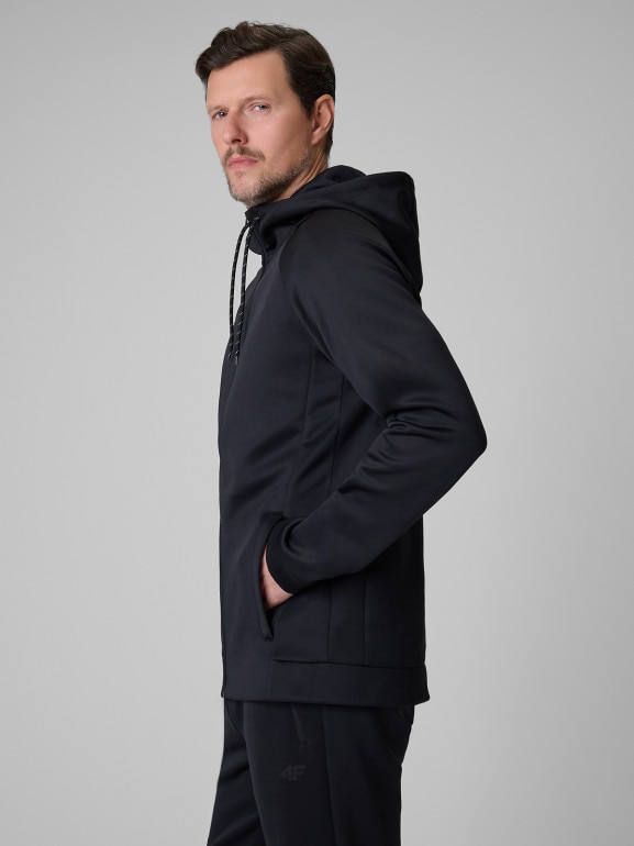 Męska bluza treningowa rozpinana z kapturem 4F 4FWSS26TFSWM632 - czarna