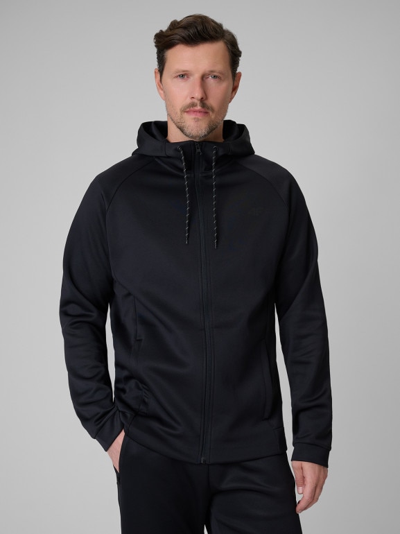 Męska bluza treningowa rozpinana z kapturem 4F 4FWSS26TFSWM632 - czarna