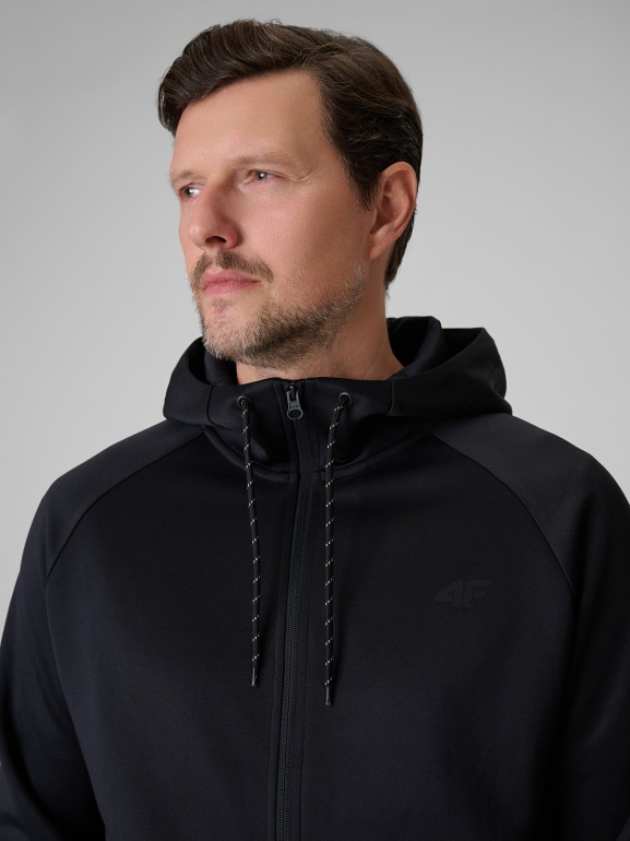 Męska bluza treningowa rozpinana z kapturem 4F 4FWSS26TFSWM632 - czarna