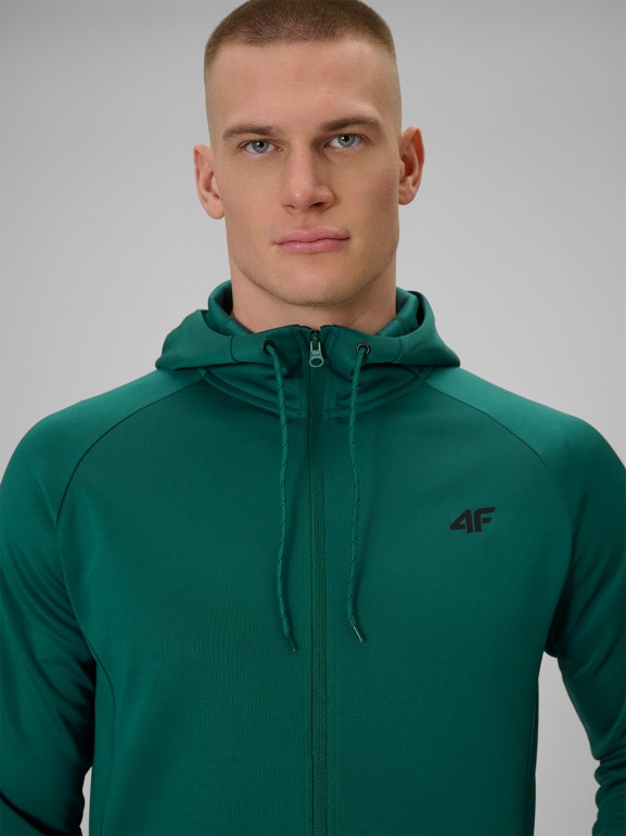 Męska bluza treningowa rozpinana z kapturem 4F 4FWSS26TFSWM632 - zielona