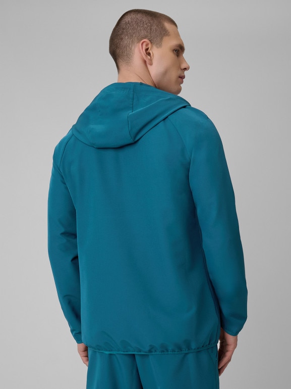 Męska bluza treningowa z kapturem 4F 4FRSS26TFSWM0957 - turkusowa