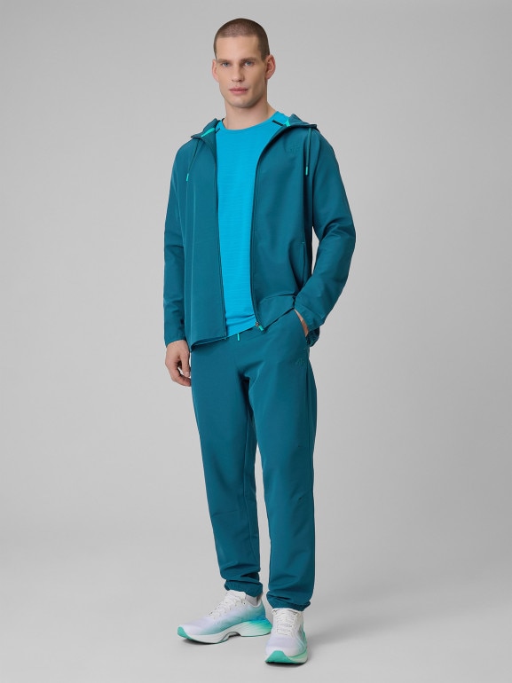 Męska bluza treningowa z kapturem 4F 4FRSS26TFSWM0957 - turkusowa