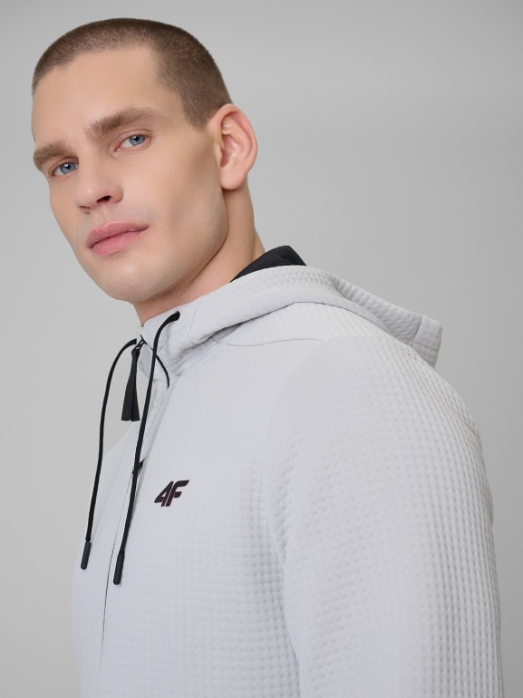 Męska bluza treningowa z kapturem 4F 4FRSS26TFSWM1006 - biała