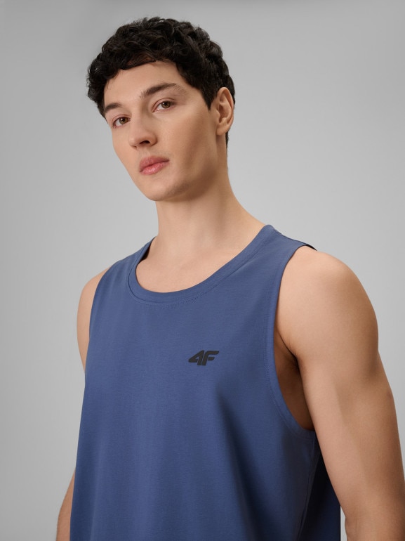 Męska koszulka bez rękawów 4F 4FRSS26TSLEM367 - denim