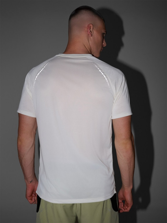 Męska koszulka do biegania 4F 4FWAW25TFTSM1499 - biała