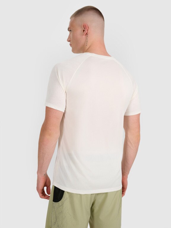 Męska koszulka do biegania 4F 4FWAW25TFTSM1499 - biała