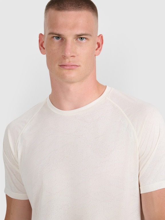 Męska koszulka do biegania 4F 4FWAW25TFTSM1499 - biała