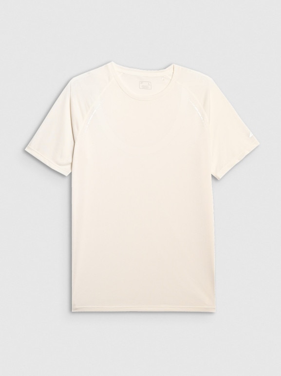 Męska koszulka do biegania 4F 4FWAW25TFTSM1499 - biała