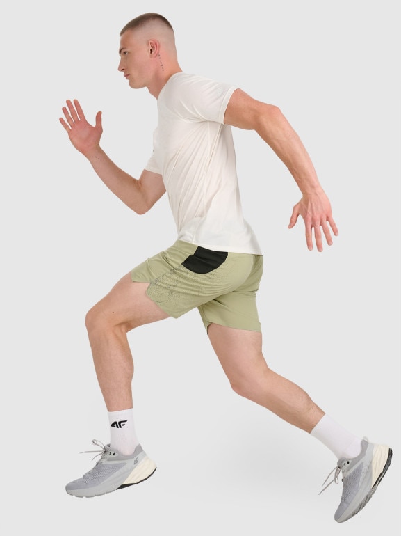 Męska koszulka do biegania 4F 4FWAW25TFTSM1499 - biała