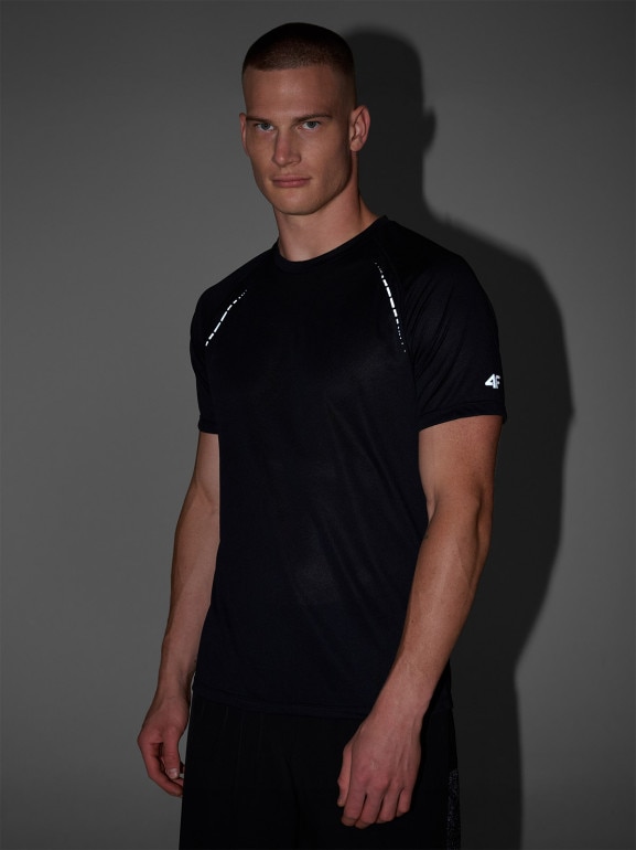 Męska koszulka do biegania 4F 4FWAW25TFTSM1499 - czarna