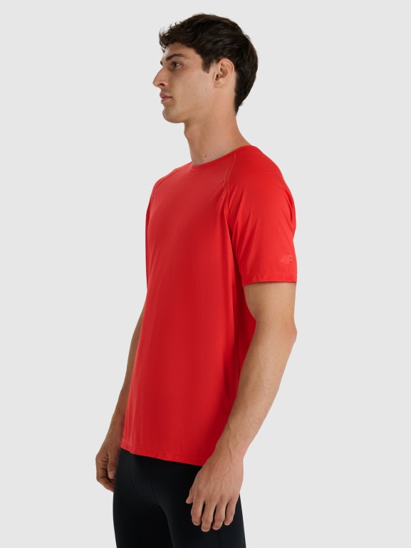 Męska koszulka do biegania 4F 4FWAW25TFTSM1499 - czerwona