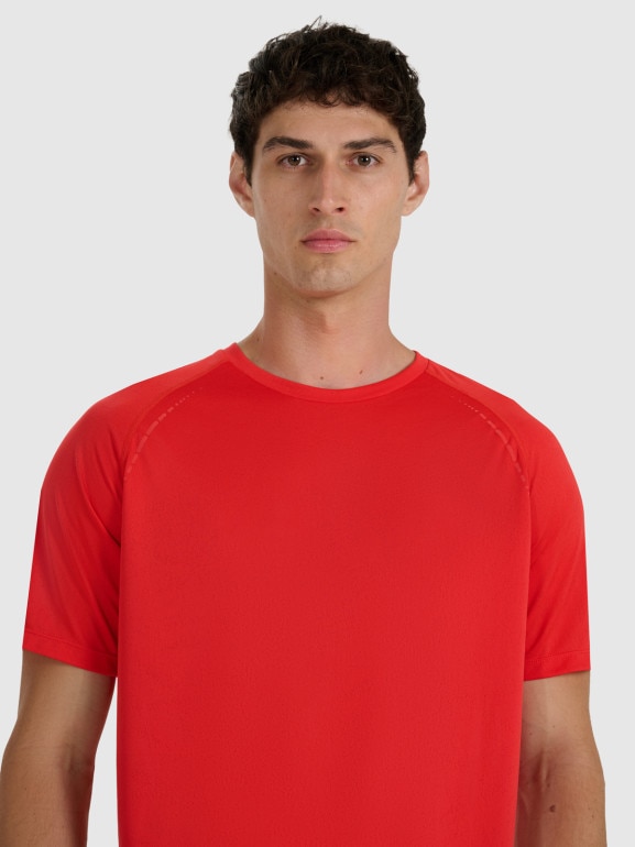 Męska koszulka do biegania 4F 4FWAW25TFTSM1499 - czerwona