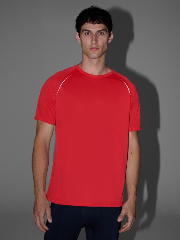 Męska koszulka do biegania 4F 4FWAW25TFTSM1499 - czerwona