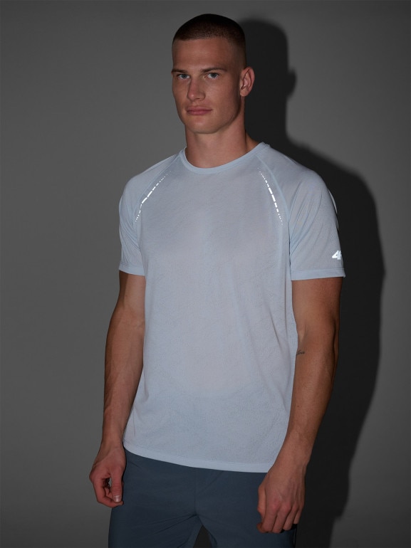 Męska koszulka do biegania 4F 4FWAW25TFTSM1499 - niebieska