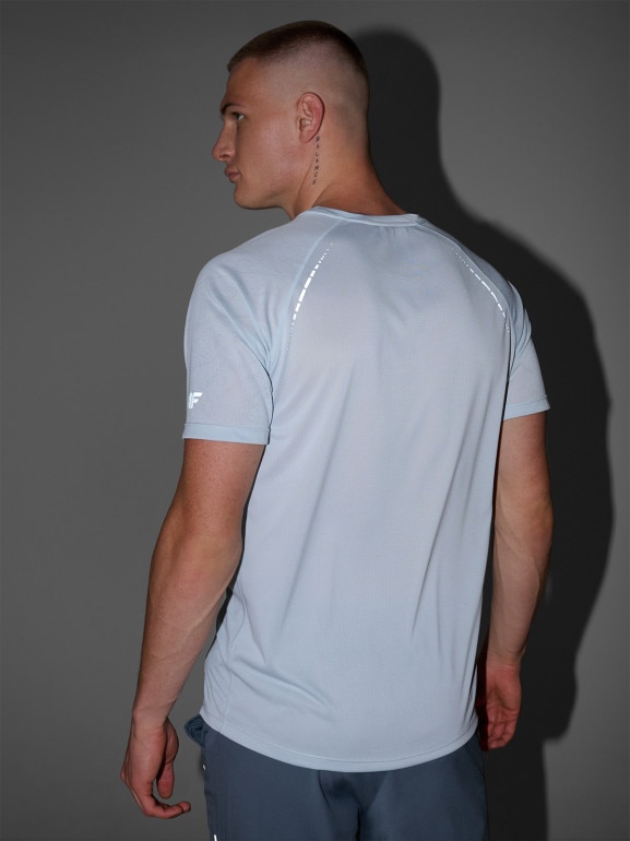 Męska koszulka do biegania 4F 4FWAW25TFTSM1499 - niebieska