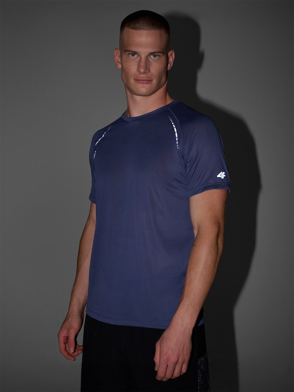 Męska koszulka do biegania 4F 4FWAW25TFTSM1499 - niebieska