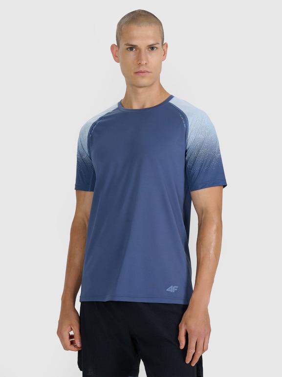 Męska koszulka do biegania 4F 4FWAW25TFTSM1506 - niebieska
