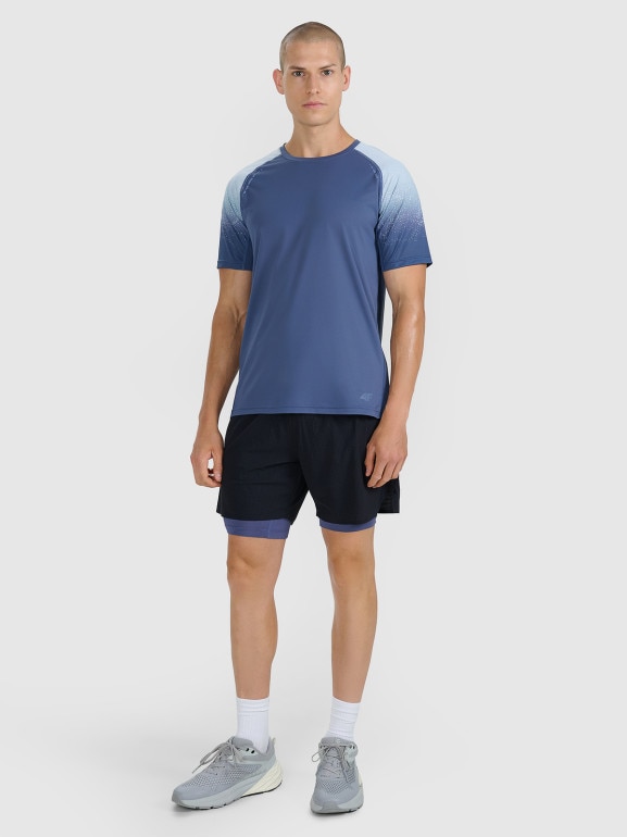Męska koszulka do biegania 4F 4FWAW25TFTSM1506 - niebieska