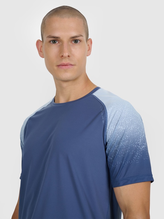 Męska koszulka do biegania 4F 4FWAW25TFTSM1506 - niebieska
