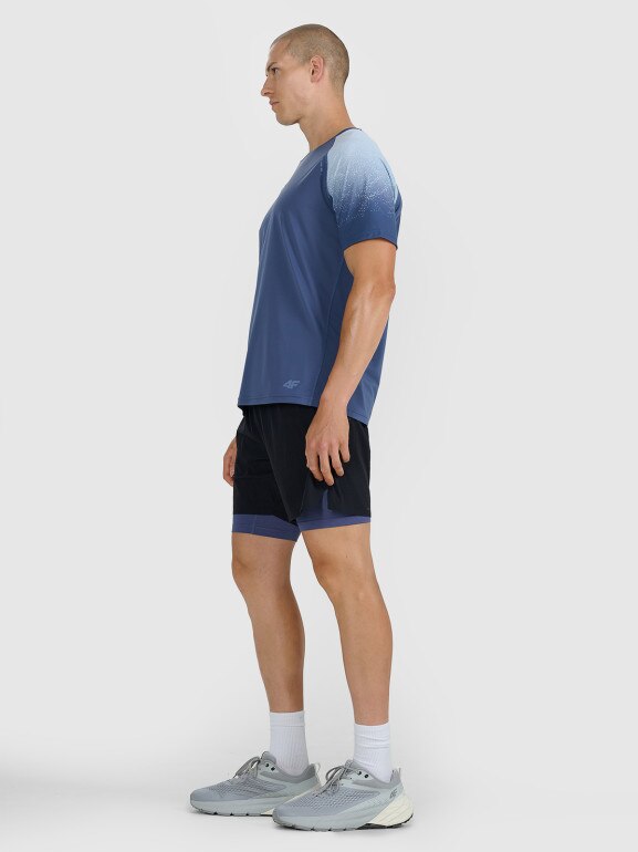 Męska koszulka do biegania 4F 4FWAW25TFTSM1506 - niebieska