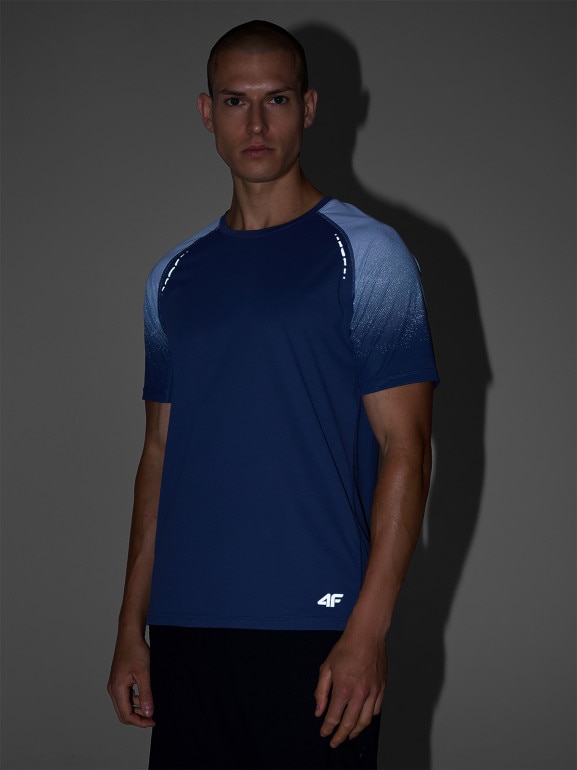 Męska koszulka do biegania 4F 4FWAW25TFTSM1506 - niebieska