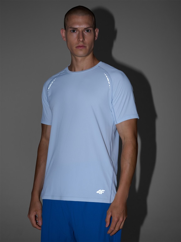 Męska koszulka do biegania 4F 4FWAW25TFTSM1506 - niebieska